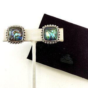 Lagos Caviar Earrings Abalone Doublet Sterling Silver Clip On Large Square 925